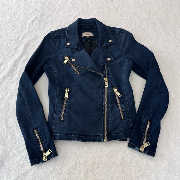 GUESS Los Angeles Slim Fit Denim Biker Jacket in Sky Wash Size Small - Picture 2 of 12